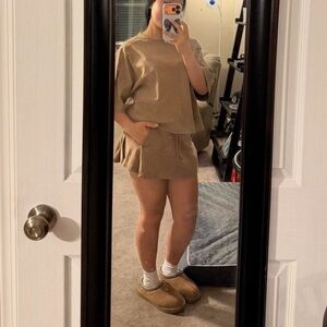 Zara Tan Skirt size medium with matching shirt size small